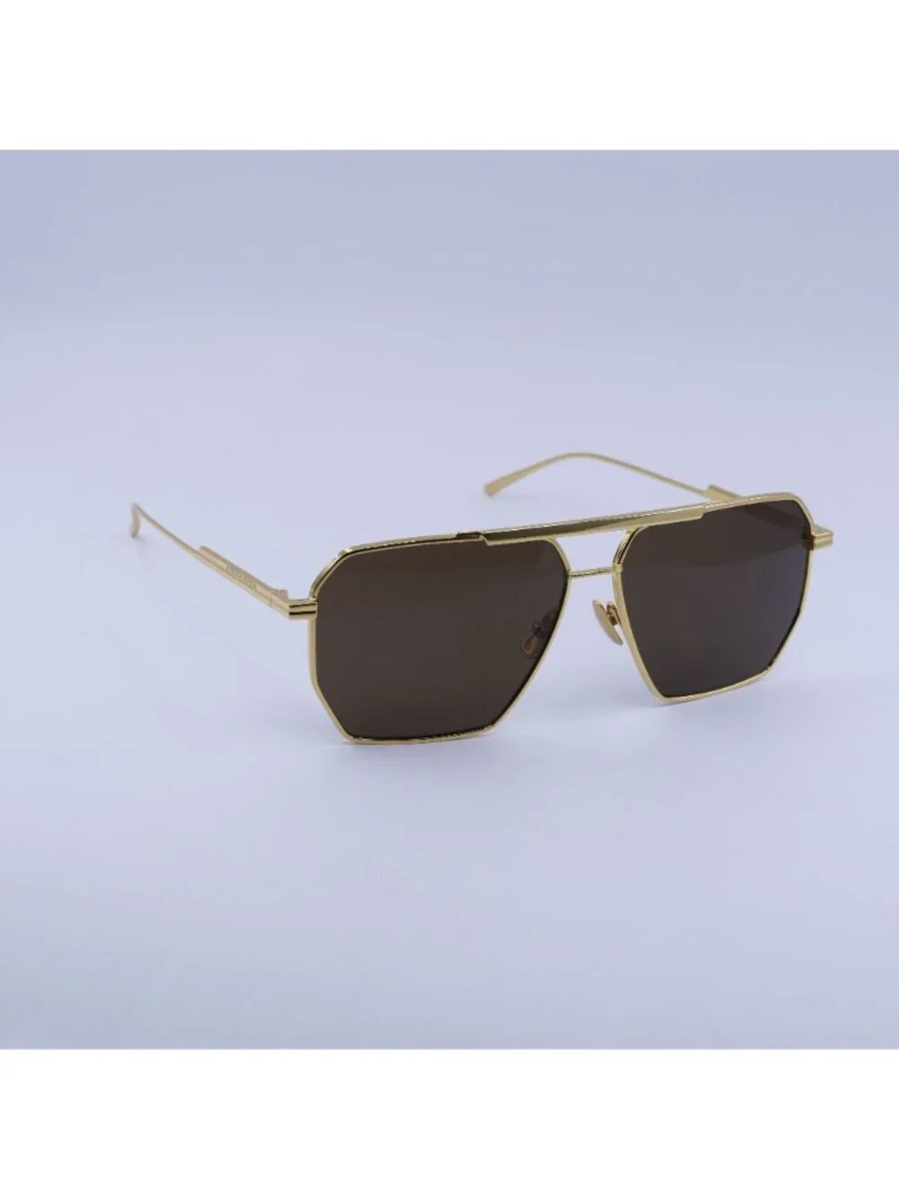 Bottega Veneta BV1012S 003 Sunglasses Gold Aviator Frame, Brown Lenses